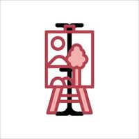 A red and pink easel with a tree on it vector