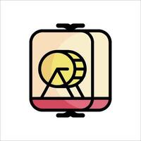 A red and yellow box with a clock inside vector
