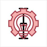 A red light bulb with gears on it vector