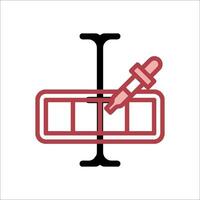 A red and black icon of a syringe and a needle vector