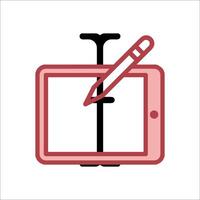 A tablet with a pen and a pencil on it vector