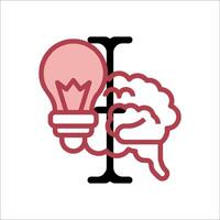 A light bulb and a brain icon vector