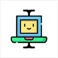 A cartoon computer with a smiley face on it vector