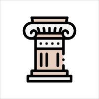 Ancient column icon, line style vector