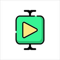 A green play button icon on a white background vector