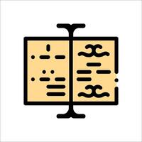 A book with a page open on a table vector