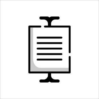 A black and white icon of a document on a table vector