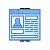 A blue icon of a person on a computer screen vector