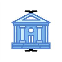 A blue building with a clock on top vector