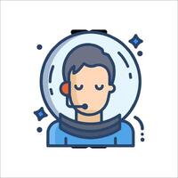 Astronaut man in space helmet icon vector