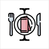 A plate with a fork and knife on it vector