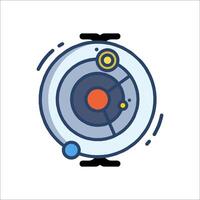 A clock with a blue circle and a red dot vector