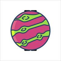 A pink and green ball with a green stripe on it vector