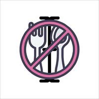 No fork and spoon icon in a circle with a sign that says no fork and spoon vector