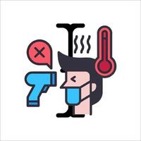 A man with a mask and a thermometer in his hand vector