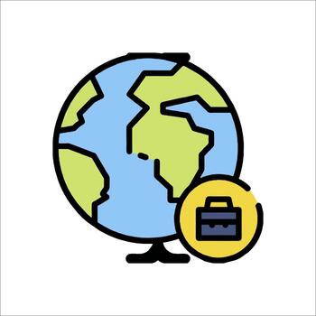 A globe with a briefcase and a map vector