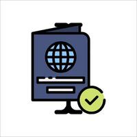A globe and a check mark on a computer screen vector