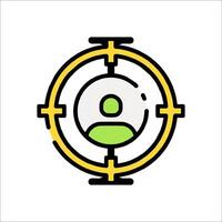 A green and yellow icon of a person in a target vector