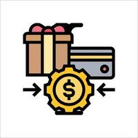 A credit card and a gift box with a dollar sign vector