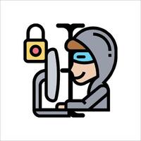 A man in a hoodie is sitting at a computer vector