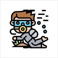 A man in a diving suit is diving into the water vector