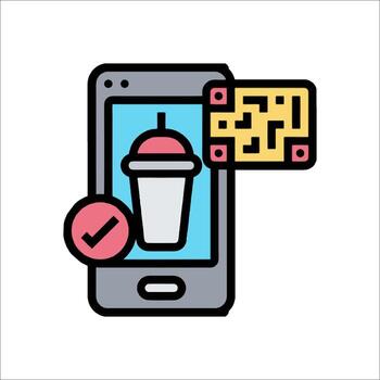 A smartphone with a drink and a qr code vector