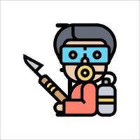 A man with a mask and a tool in his hand vector