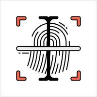 A fingerprint scanner icon with a black and red outline vector