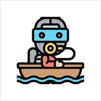 A cartoon man in a boat with a mask on vector