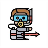 A man with a scuba mask and a scuba gear vector