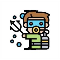 A cartoon character with a scuba mask and a spear vector