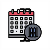 A calendar icon with a clock and a mouse vector