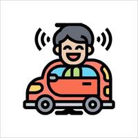 A man driving a car with a radio on it vector