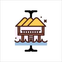 A house on the water with a roof vector