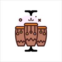 A drum icon with a stick and a drum vector