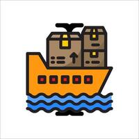 A cargo ship with boxes on it vector