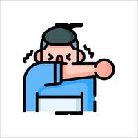 A man with his arm up in the air, with a hand on his shoulder vector