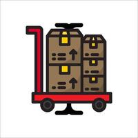 A hand truck with boxes on it vector