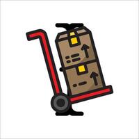 Hand truck with boxes on it, on white background vector