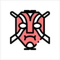 A red and white mask with a cross on it vector
