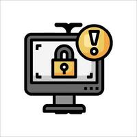 A computer monitor with a padlock icon vector