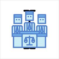 A judge and two lawyers sitting at a desk vector