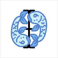 A blue fish with two heads and two tails vector