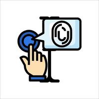 A hand pressing a button on a computer screen vector