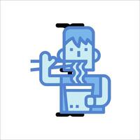 A man holding a cup of noodles and a chopstick vector