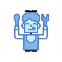 A blue robot holding a fork and spoon vector