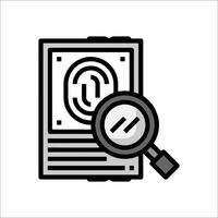 A magnifying glass is shown with a fingerprint on it vector