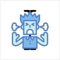 An angry man with a blue face and hands vector