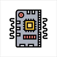 A circuit board with a red and yellow dot vector