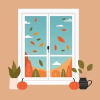 Autumn Window View Illustration vector